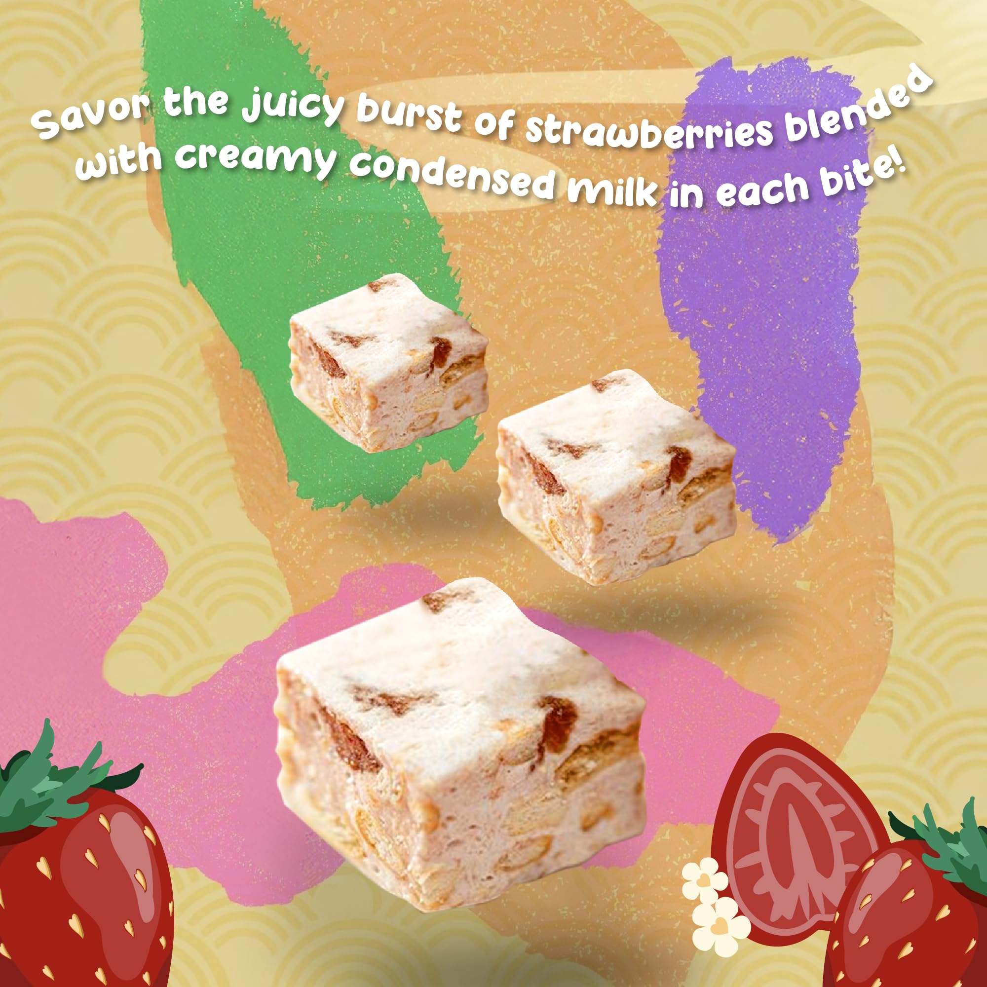 Mayde Shu Shin Bou Snowflake Cake, Taiwanese Snacks, Strawberry Condensed Milk Flavor, 18 count, 1 pack