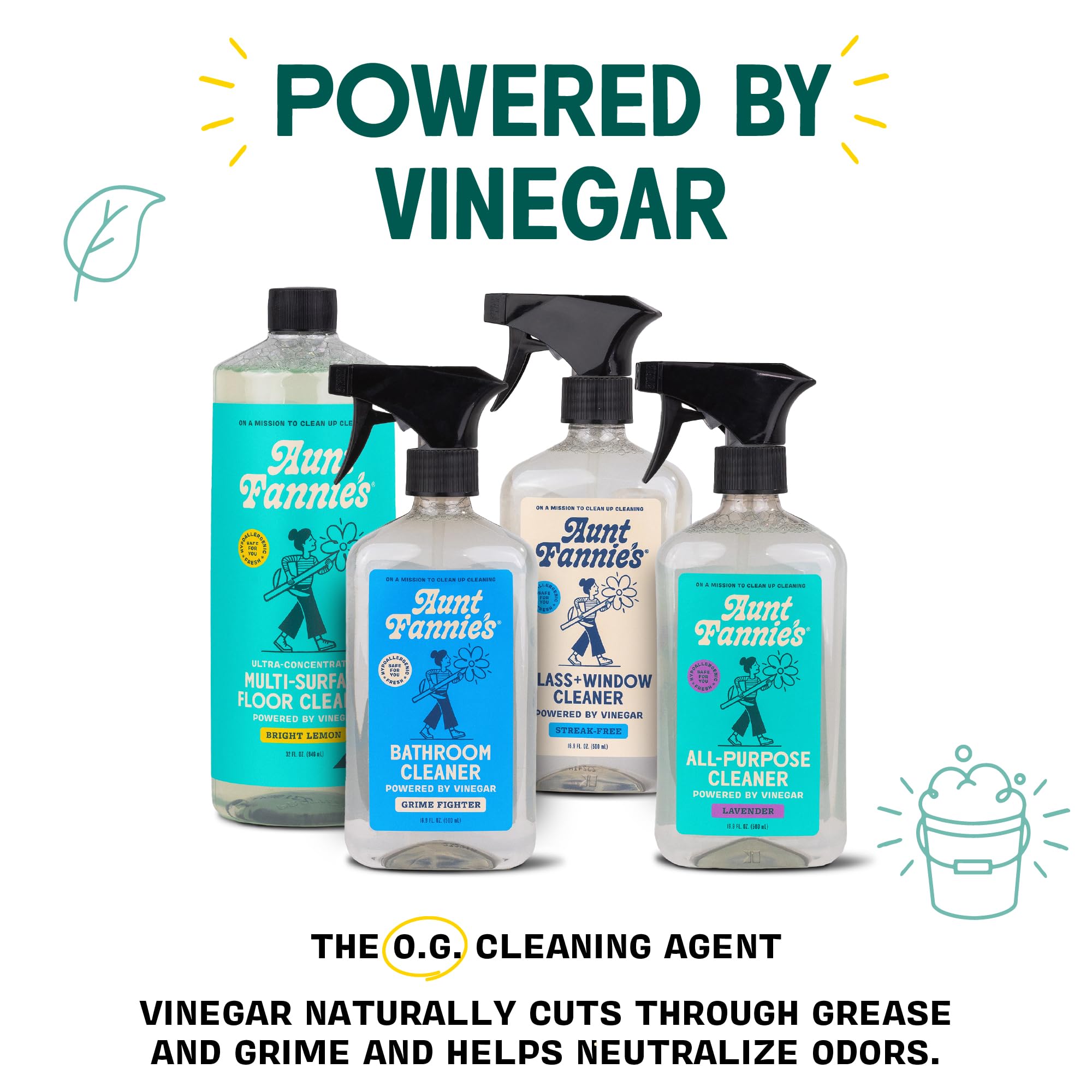 Aunt Fannie's Ultra Concentrated Floor Cleaner Vinegar Wash, Multi-Surface Solution For Mopping, Value Size, Lavender Scent, 64 oz