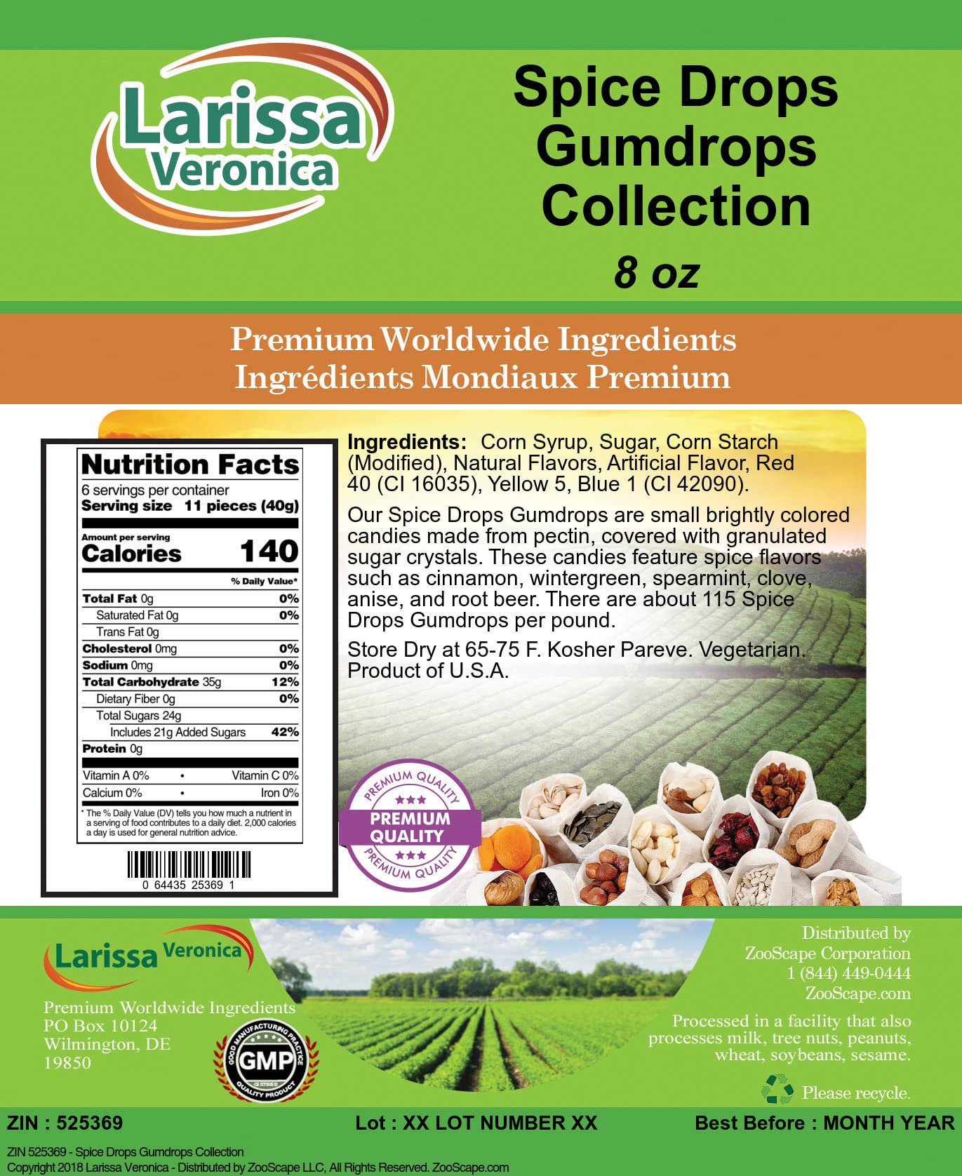 Spice Drops Gumdrops Collection (8 oz, ZIN: 525369) - 2 Pack