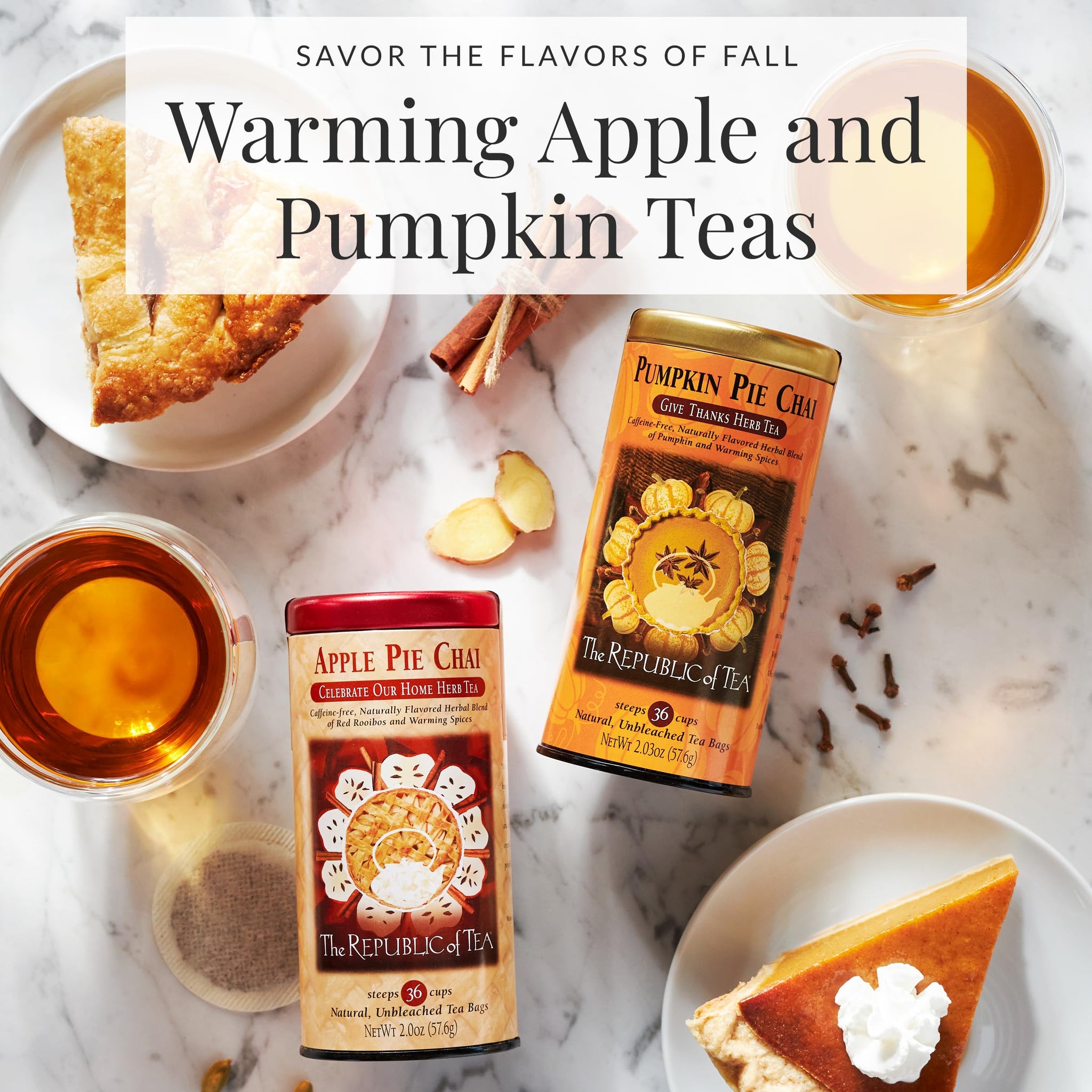 The Republic of Tea - Pumpkin Pie Chai Herbal Tea Tin, 36 Naturally Caffeine-Free Tea Bags