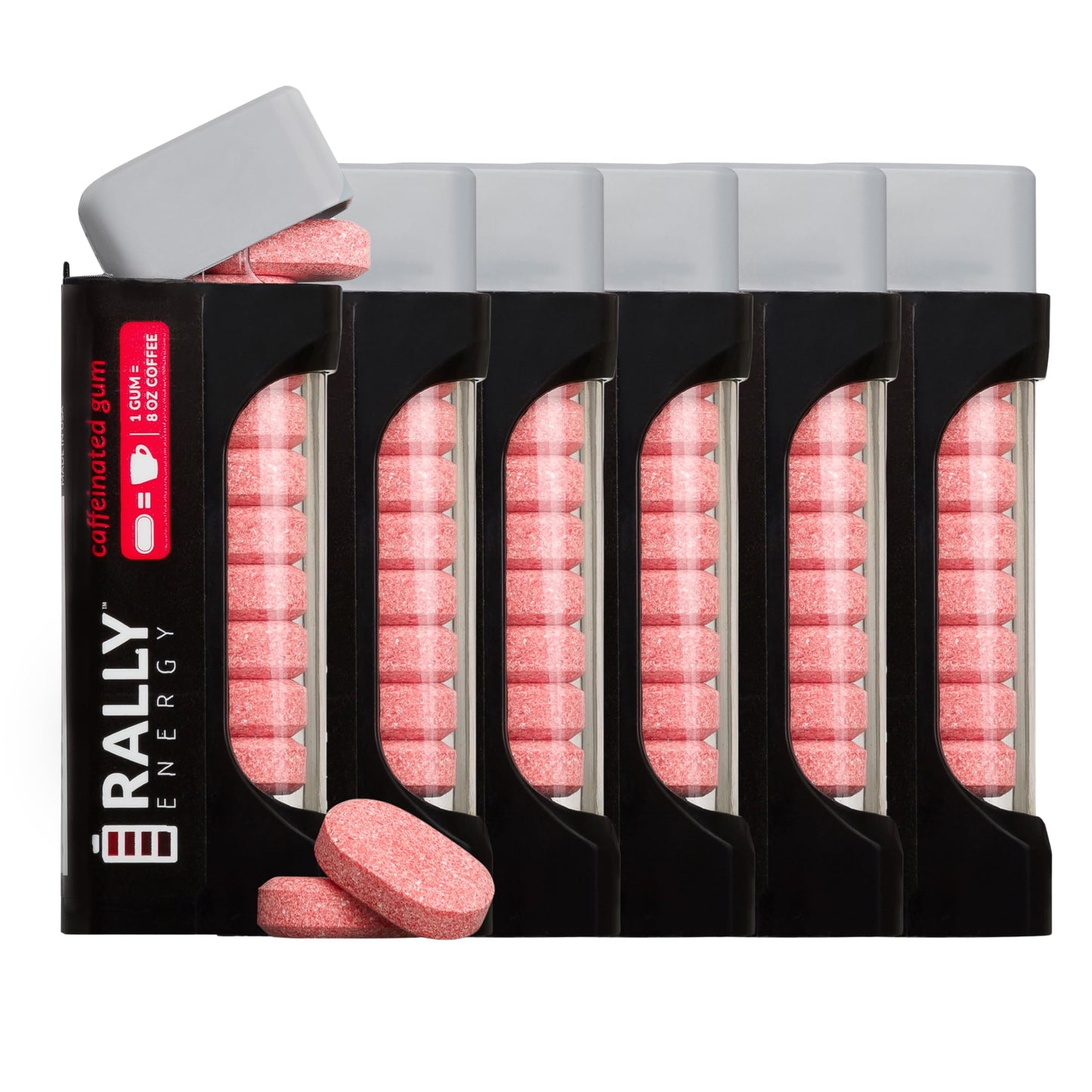 Rally Energy Caffeine Gum, Sugarless Gum with 60 mg of Caffeine for Fast-Acting Energy, Stay Alert, Long-Lasting, Variety Pack, Natural Cinnamon (6