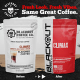 Blackout Coffee Climax Amaretto, Irish Cream & Kahlua Flavored Ground Coffee - Medium Roast, Smooth Taste, Guilt-Free Indulgence - Freshly Roasted