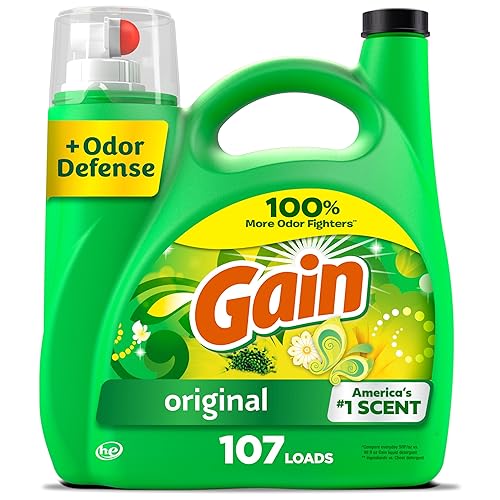 Gain Liquid Laundry Detergent, Original Scent, 154 fl oz, 107 loads, Freshness + Odor Fighting, Laundry Detergent Liquid Soap, HE compatible