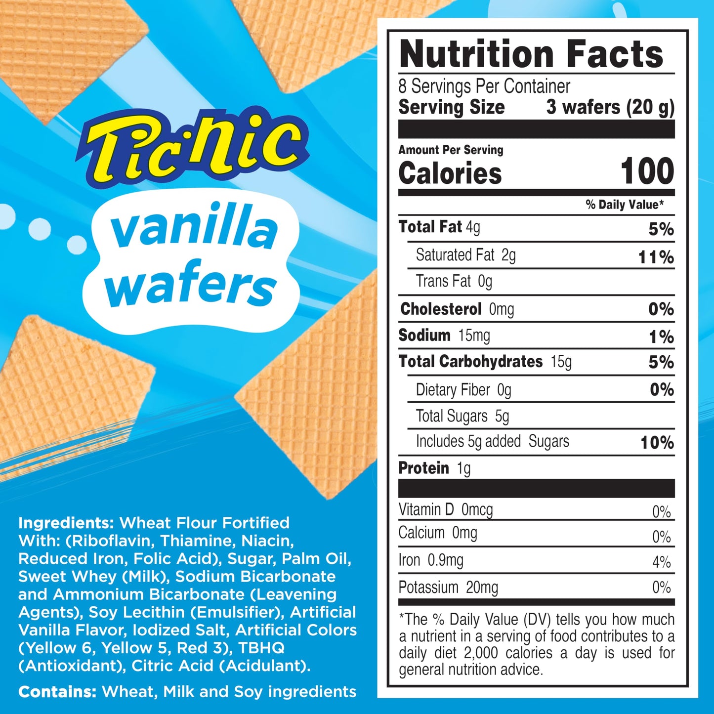Diana Pic-Nic Sugar Wafer Cookies, Vanilla Flavor, 5.64 Oz (Pack of 8)