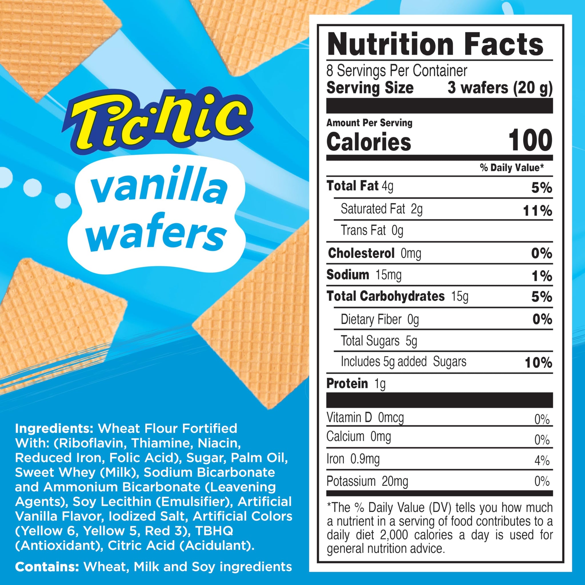 Diana Pic-Nic Sugar Wafer Cookies, Vanilla Flavor, 5.64 Oz (Pack of 8)
