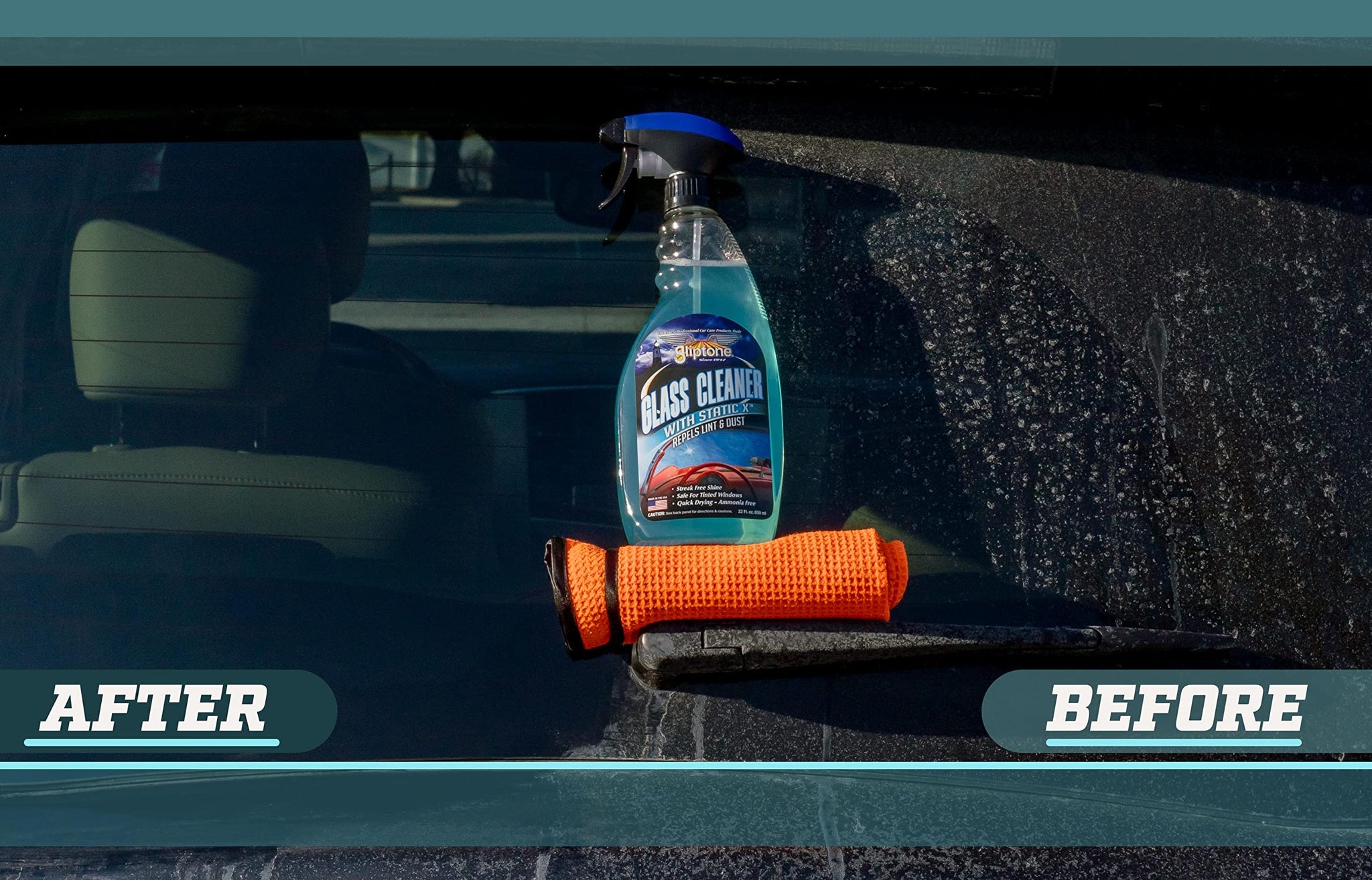 Gliptone Streak Free Glass and Window Cleaner, Ready-To-Use with Anti Static Formula, Repels Lint & Dust. Safe for all Glass and Hard Surface