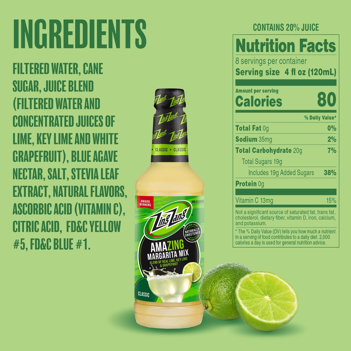 Zing Zang Regular Margarita Cocktail Mix Liquid, Plastic Bottle, 32 Fl Oz