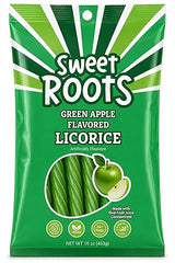 Sweet Roots Green Apple Licorice Twists - Jumbo Soft Licorice Sticks Made with Real Fruit Juice | Gourmet Apple Candy for Snack Lovers | Vegan