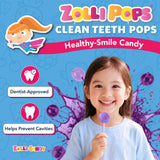 Zollipops Clean Teeth Pops Sugar Free Candy with Xylitol, Dye-Free Lollipops - Keto & Diabetic-Friendly, Dentist-Approved Treats for Kids (Grape, 3.1