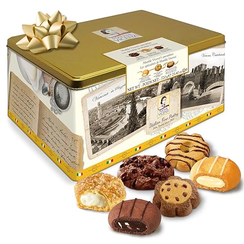 Matilde Vicenzi Verona Cookie Tin - Gourmet Italian Cookies Assortment in Individually Wrapped Trays - Pastries & Bakery Dessert for Dads & Teachers