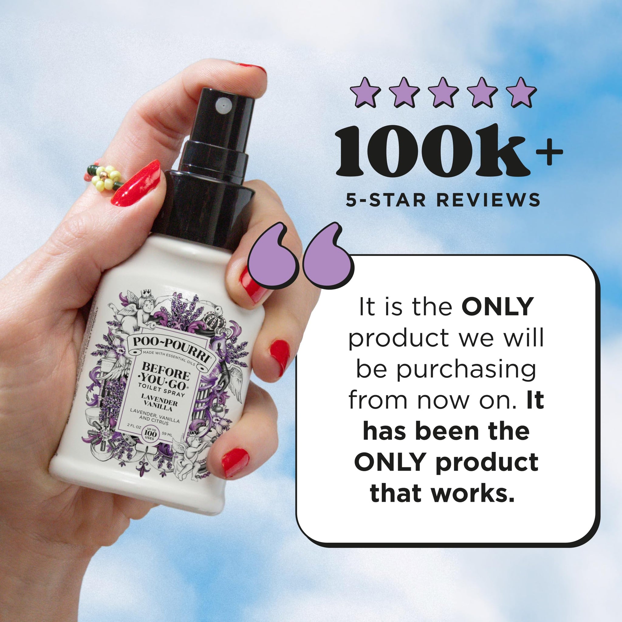 Poo~Pourri Lavender Vanilla, Lavender + Vanilla + Citrus, Before-You-Go Toilet Spray, 2 Oz