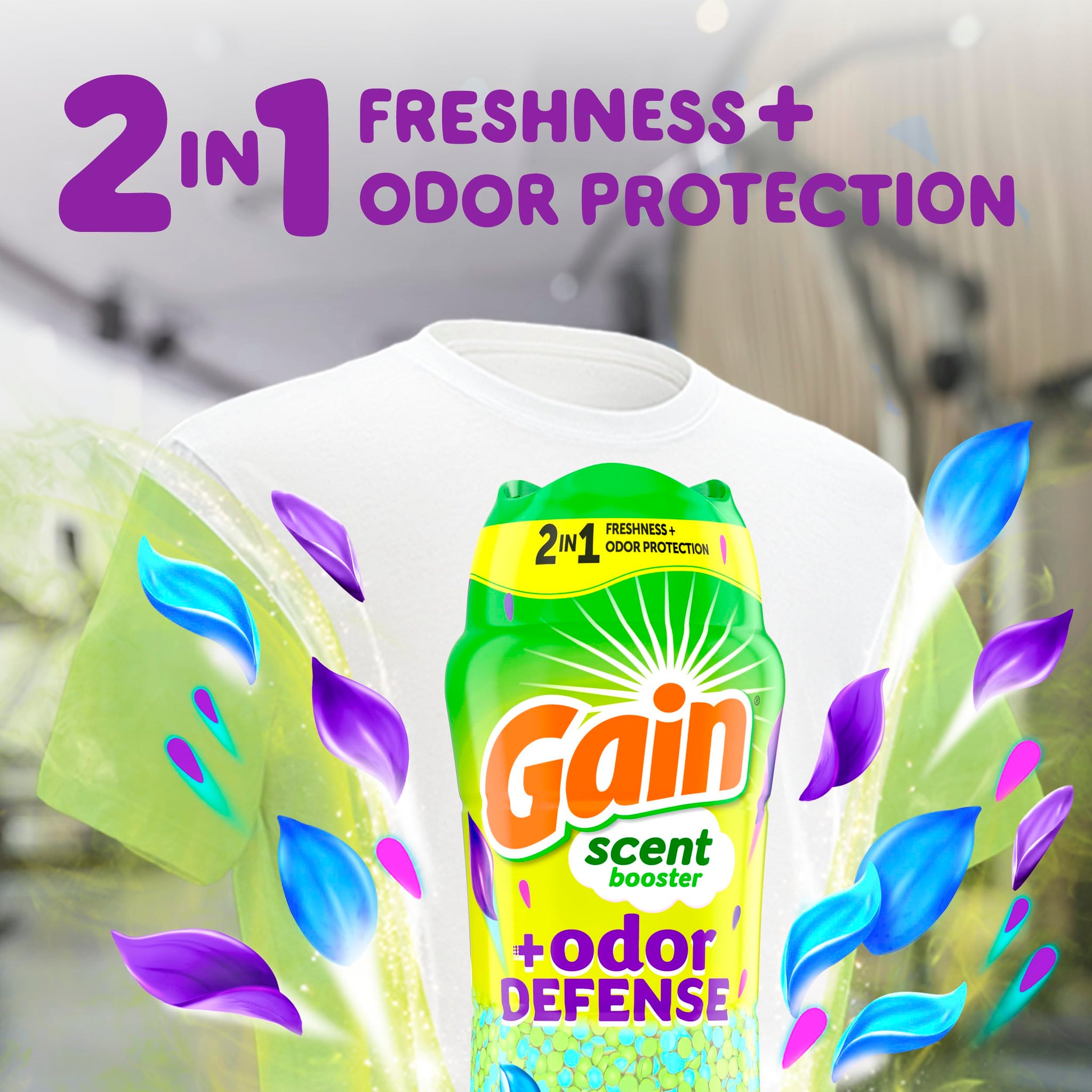 Gain Odor Defense In-wash Scent Booster, Super Fresh Blast scent, 1 sample, 2 in 1 Freshness plus Odor Protection, laundry scent beads