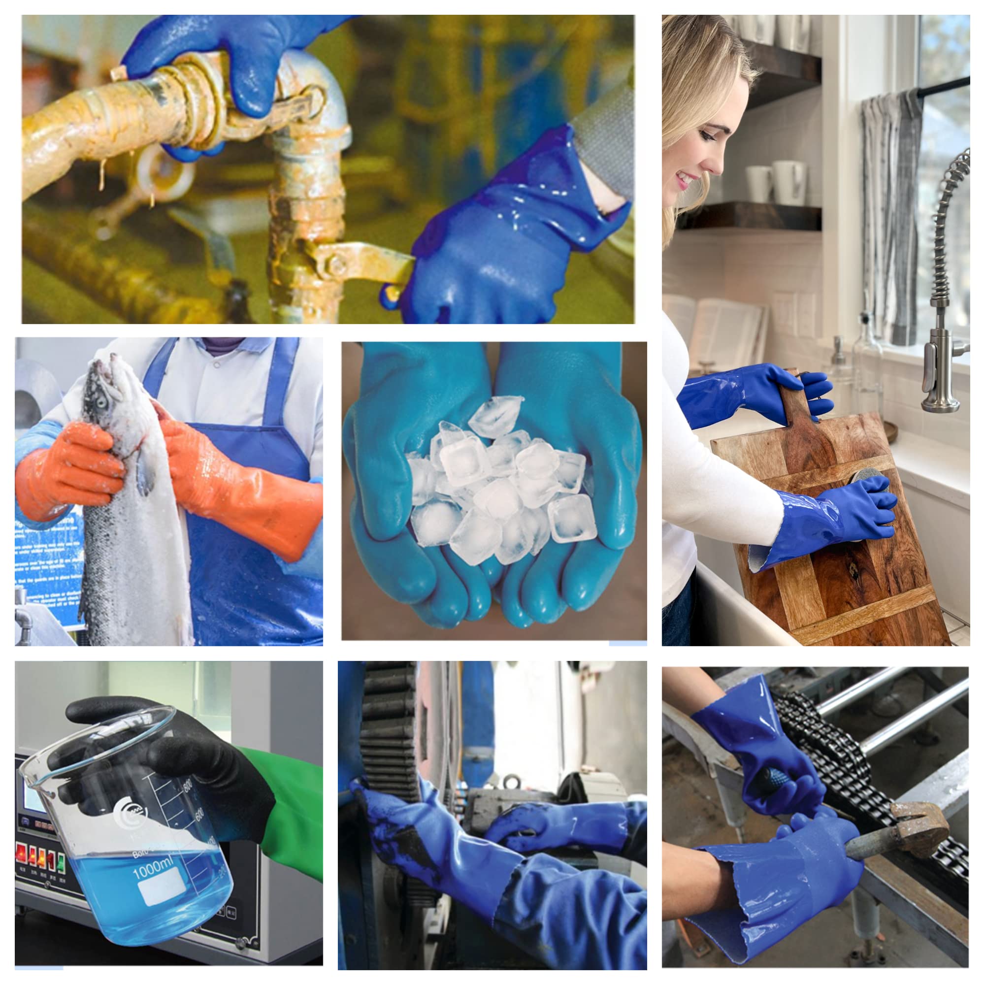 kitchen-star Ultimate Rubber Household PVC Gloves with Comfortable Cotton Lining, Anti-Slip surface, Kitchen Dishwashing, Extra Thickness, Kitchen
