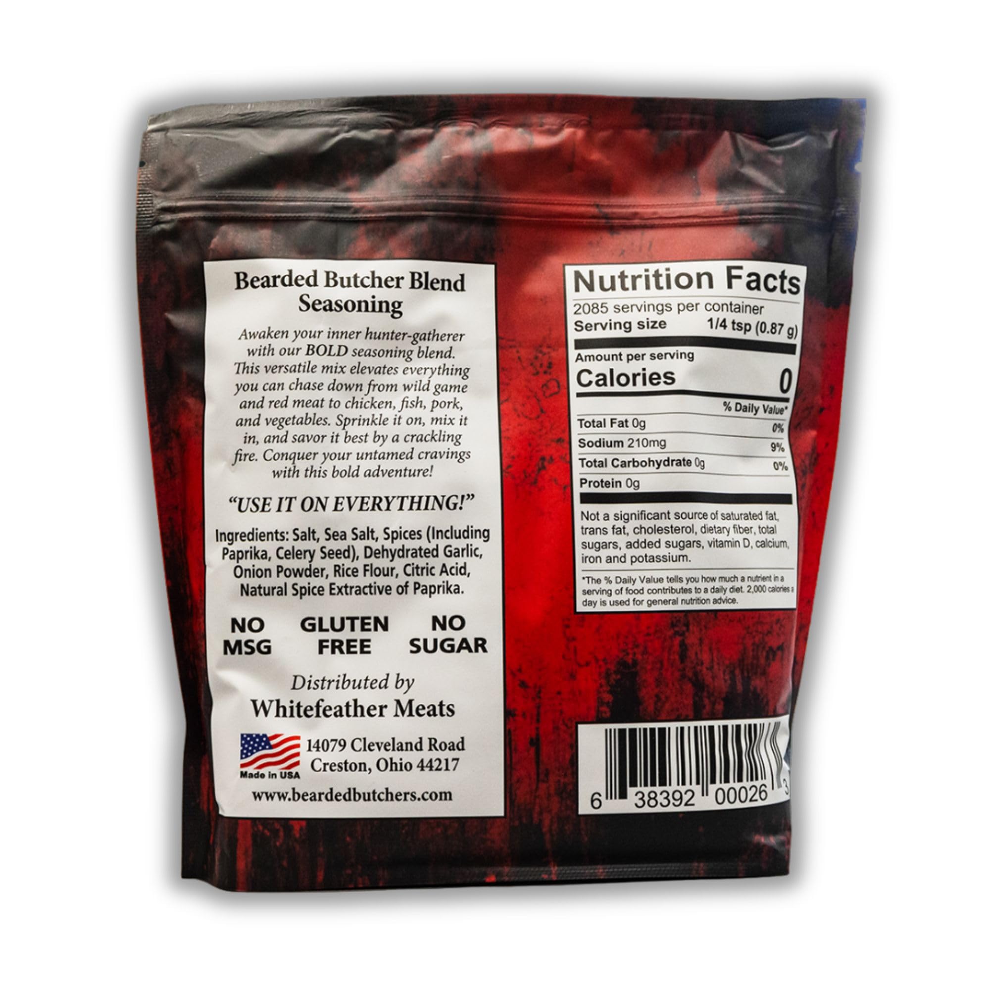 Bearded Butchers Bold Blend, 64 oz Bulk Bag - Primal Salt, Garlic & Spice Blend for Steaks, Burgers, Roasts, Game Meats, Fries - No MSG, Gluten-Free
