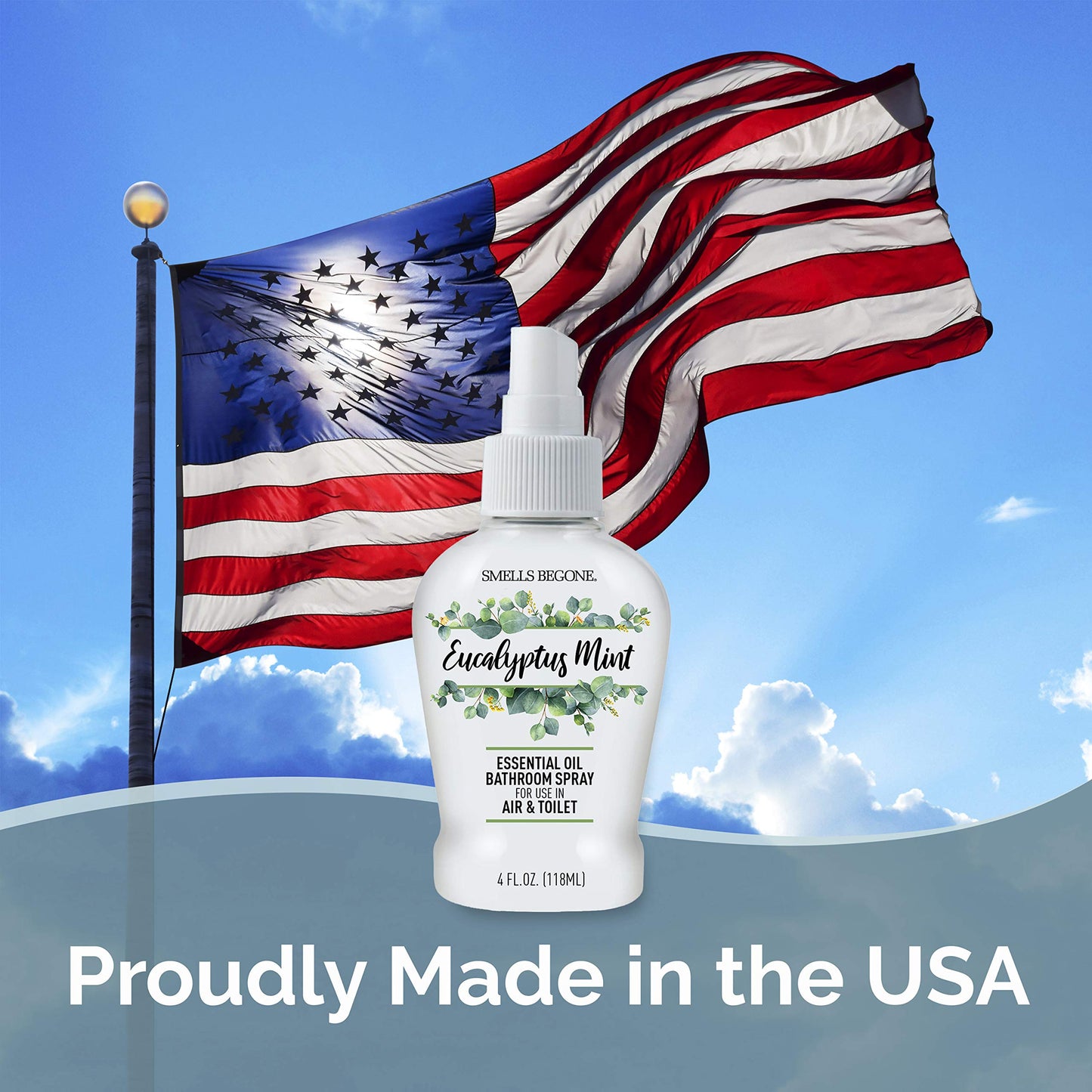 SMELLS BEGONE 4 oz Essential Oil Bathroom Spray - Instantly Eliminate Toilet & Bathroom Odors - Air Freshener Made with Essential Oils (Eucalyptus