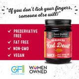 Sauce Goddess - Sweet Red Devil Habanero BBQ Sauce - Fiery & Flavorful for Chicken Wings, Burgers & More, Vegan, Low Sodium, No Additives - 14.6oz