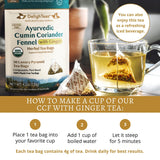 DelighTeas Organic Digest & Detox CCF Tea with Ginger | Eco-Conscious Pyramid Tea Bags | Ayurvedic Cumin Coriander Fennel Ginger Tea | USDA Organic