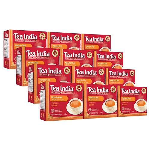 Tea India Masala Chai Tea, 72 Tagless Tea Bags, 5.8-Ounce Boxes (Pack of 12)