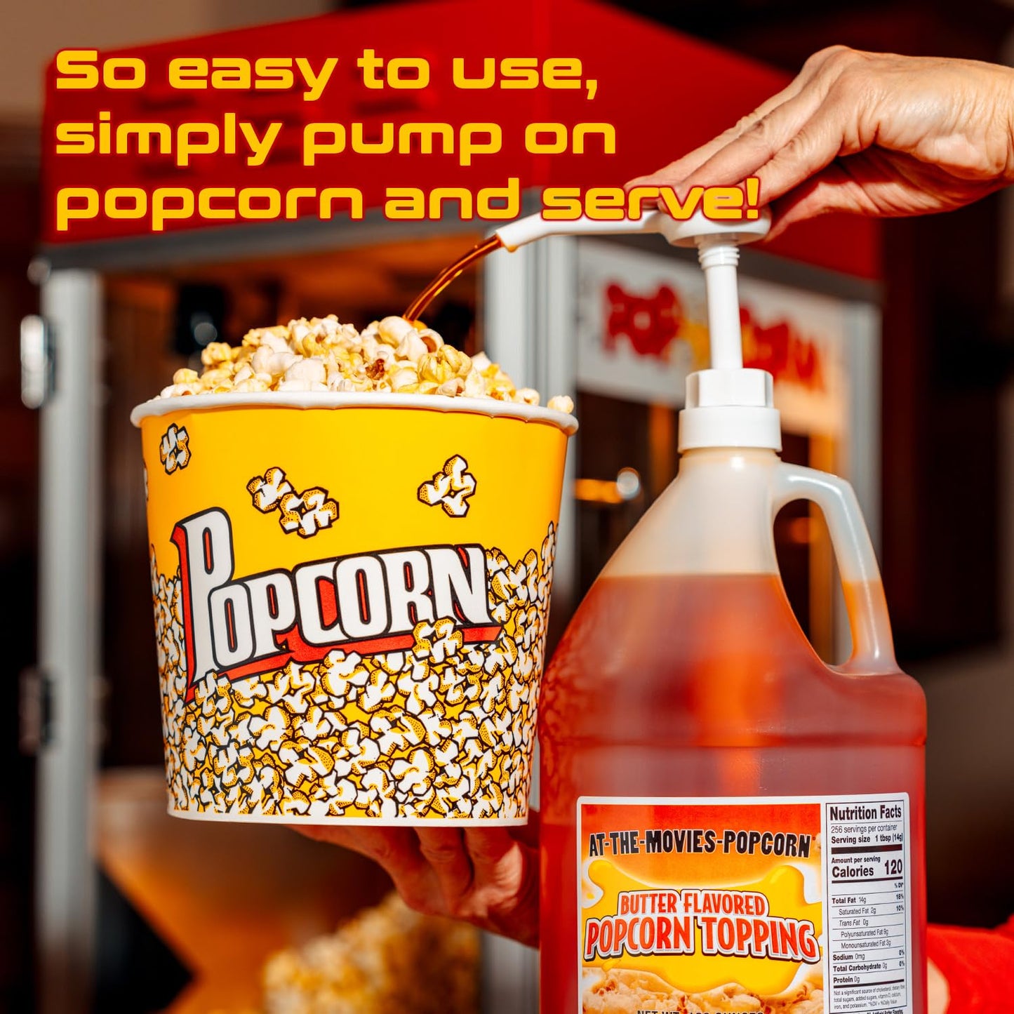 At-The-Movies-Popcorn® Buttery Flavor Popcorn Topping (4 - One-Gallon Bottles) - Movie Theater Butter Popcorn Oil, Vegan, Gluten Free, Non GMO, Zero
