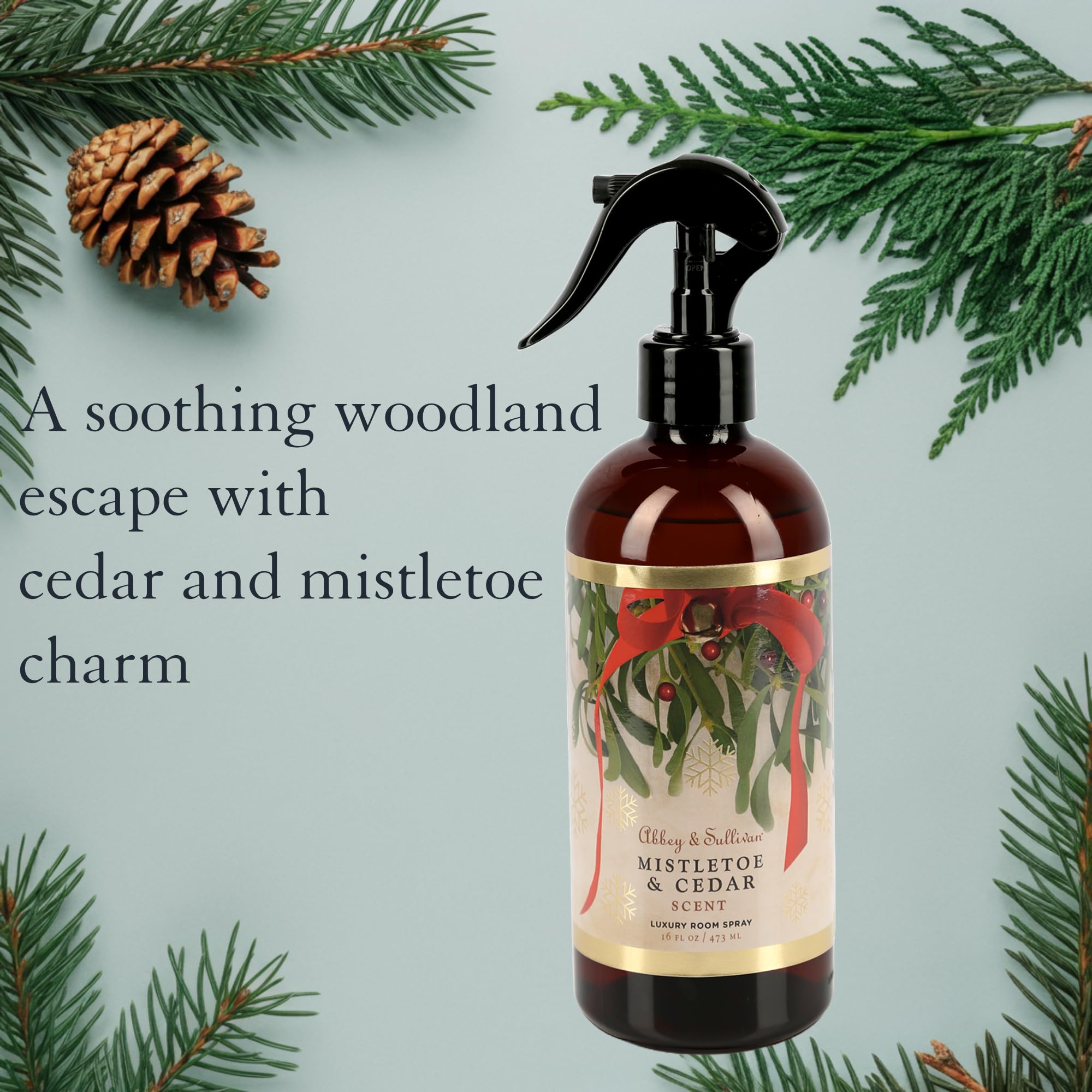 Abbey & Sullivan Room Spray, Mistletoe Cedar, 16 oz