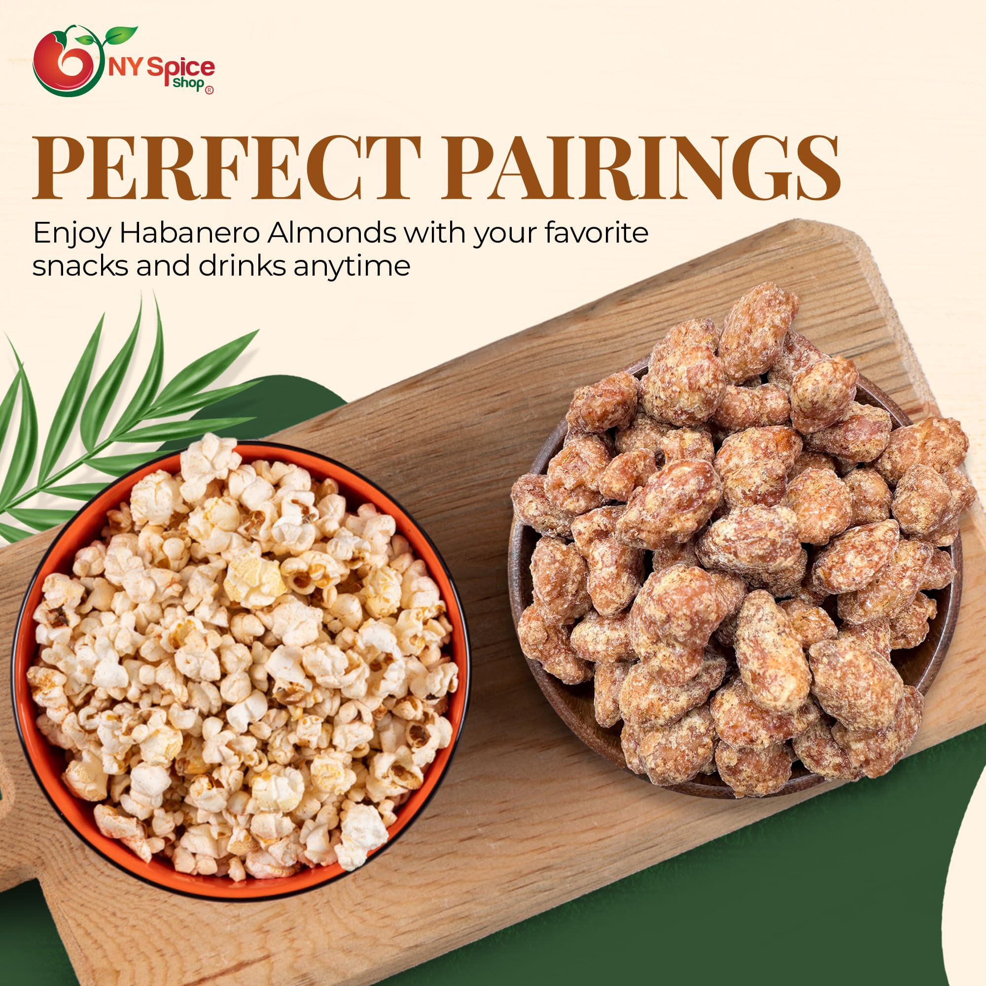 NY SPICE SHOP Habanero Almonds - 1 Pound Bulk Candied Healthy Snacks Mix - Toffee Almonds Roasted - Crunchy Coated Almond