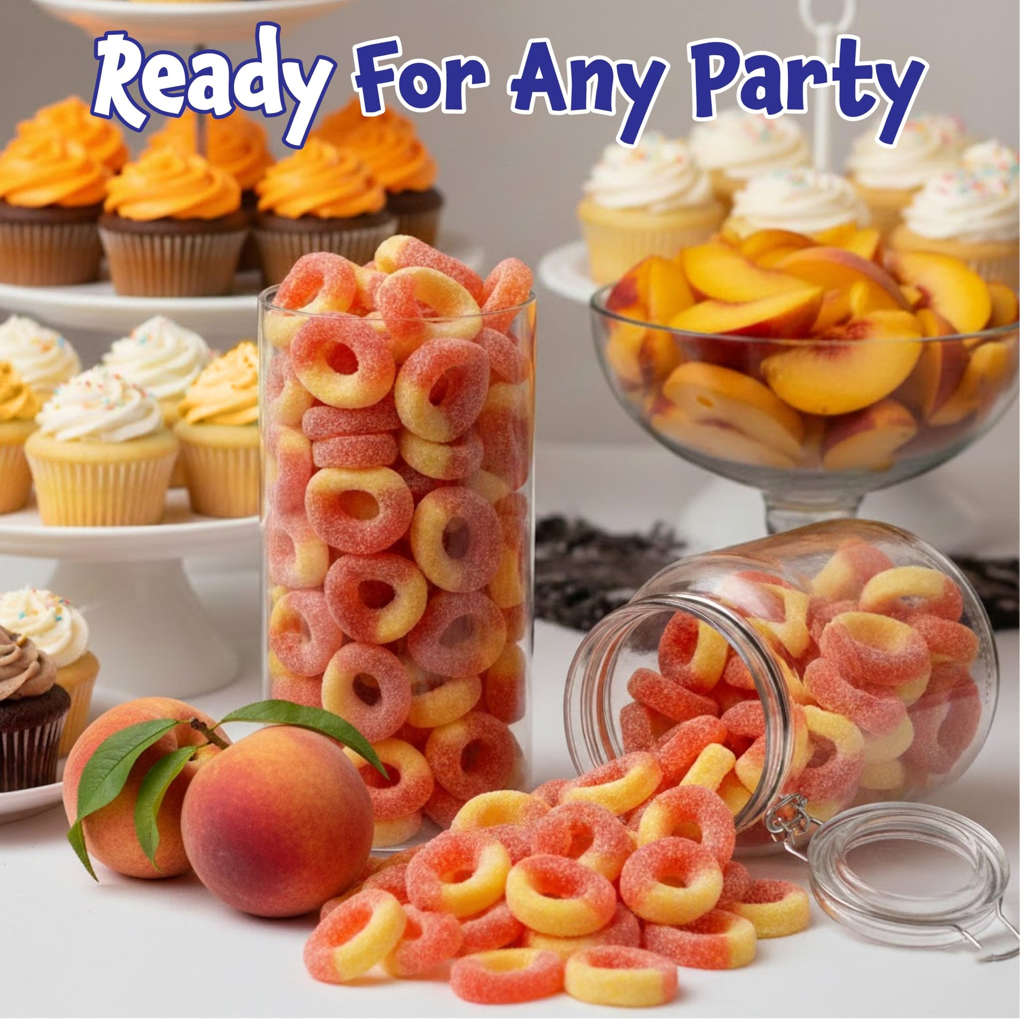 Peach Rings - 11 Ounce Pack - Gummy Candies - Sugar Coated Sweet & Sour Candy - Peach Gummies for Snacking, Sharing, Office Jars & Gift Baskets - Soft