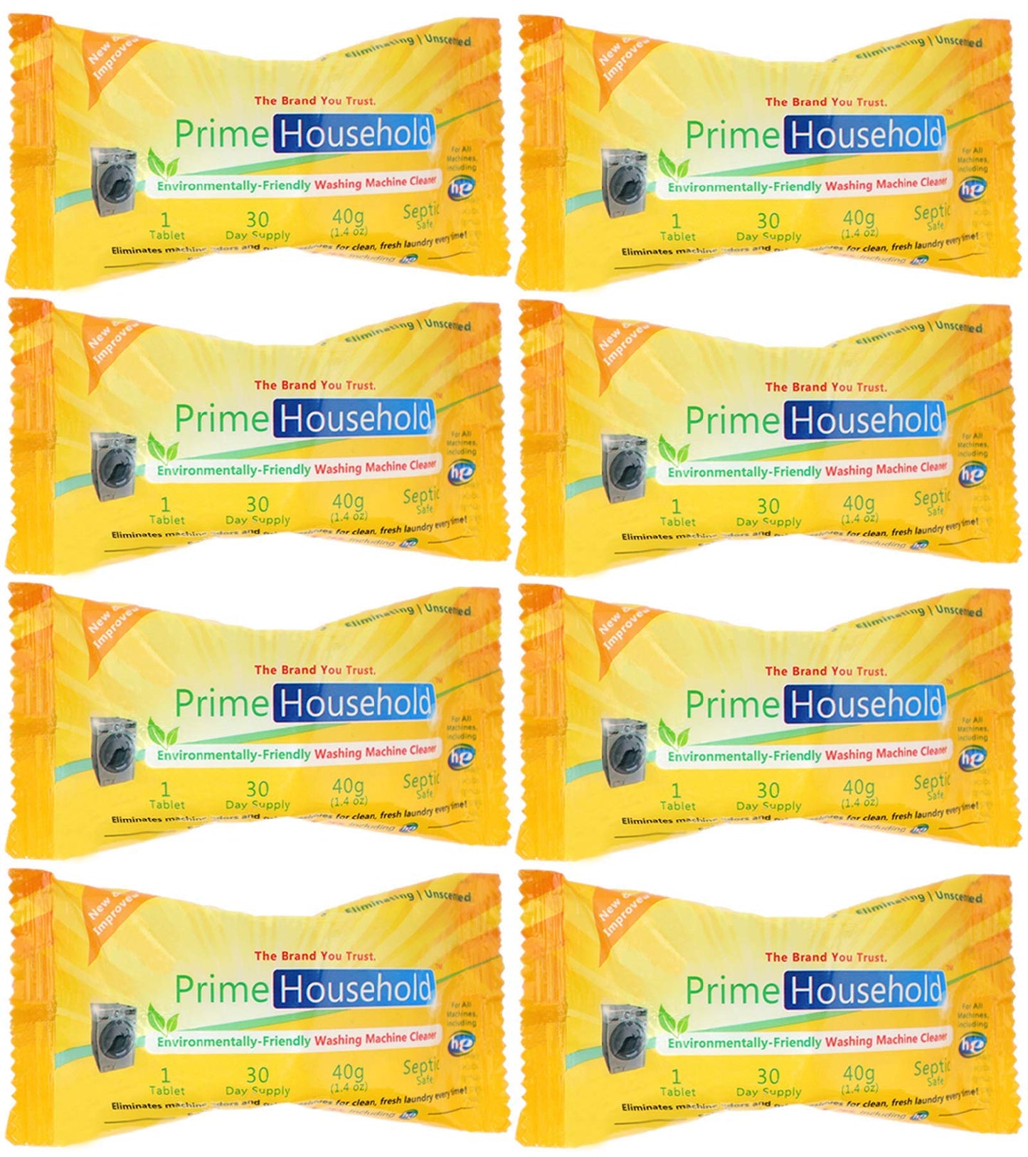 PrimeHousehold Eco-Friendly Washing Machine Cleaner, 8-XL-Tablets
