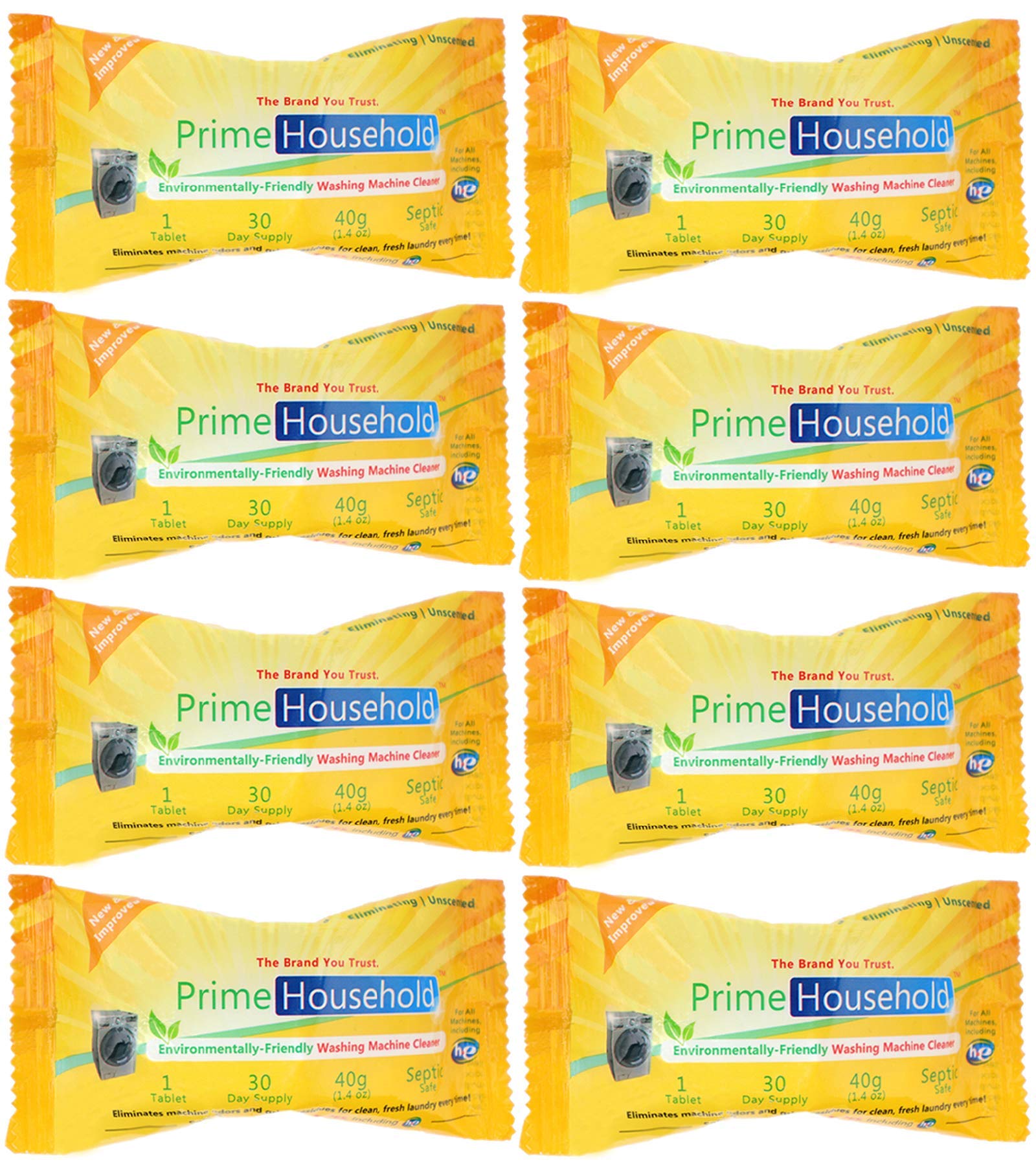 PrimeHousehold Eco-Friendly Washing Machine Cleaner, 8-XL-Tablets