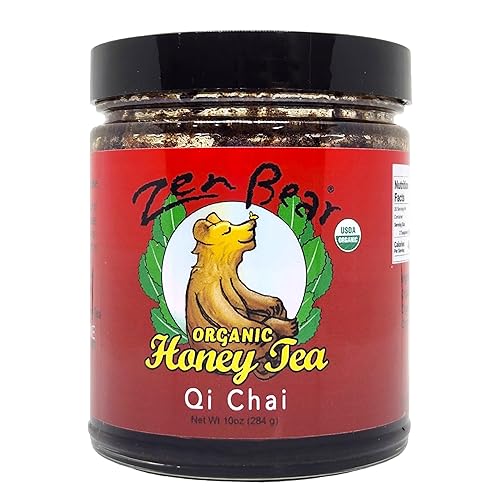 Zen Bear Organic Qi Chai Honey Tea - Rich India-Inspired Flavor Infused with Premium Black Tea, Cinnamon, Cardamom, Cloves, and Black Pepper