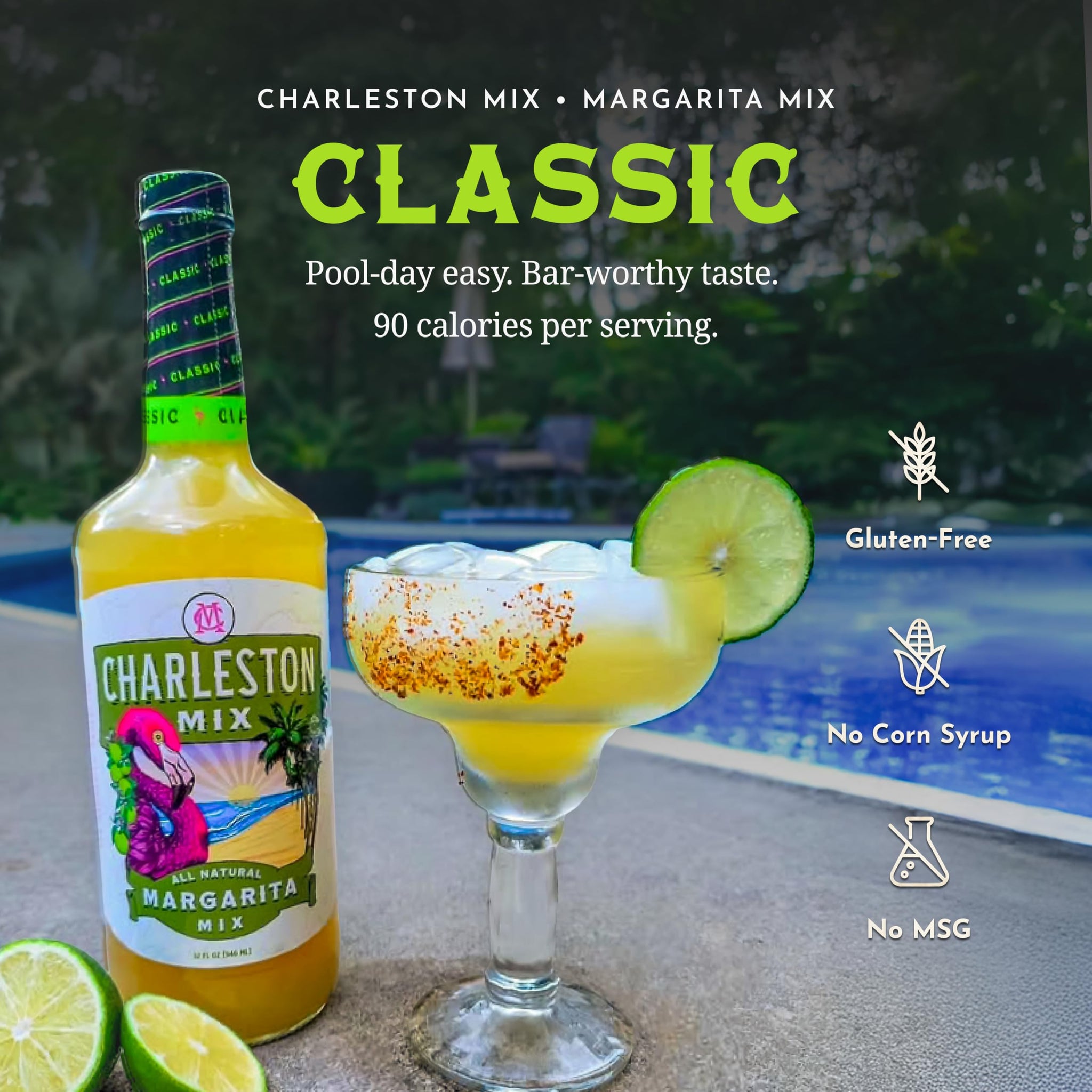 Charleston Mix - Premium All Natural Margarita Mix, Classic Lime, 32oz
