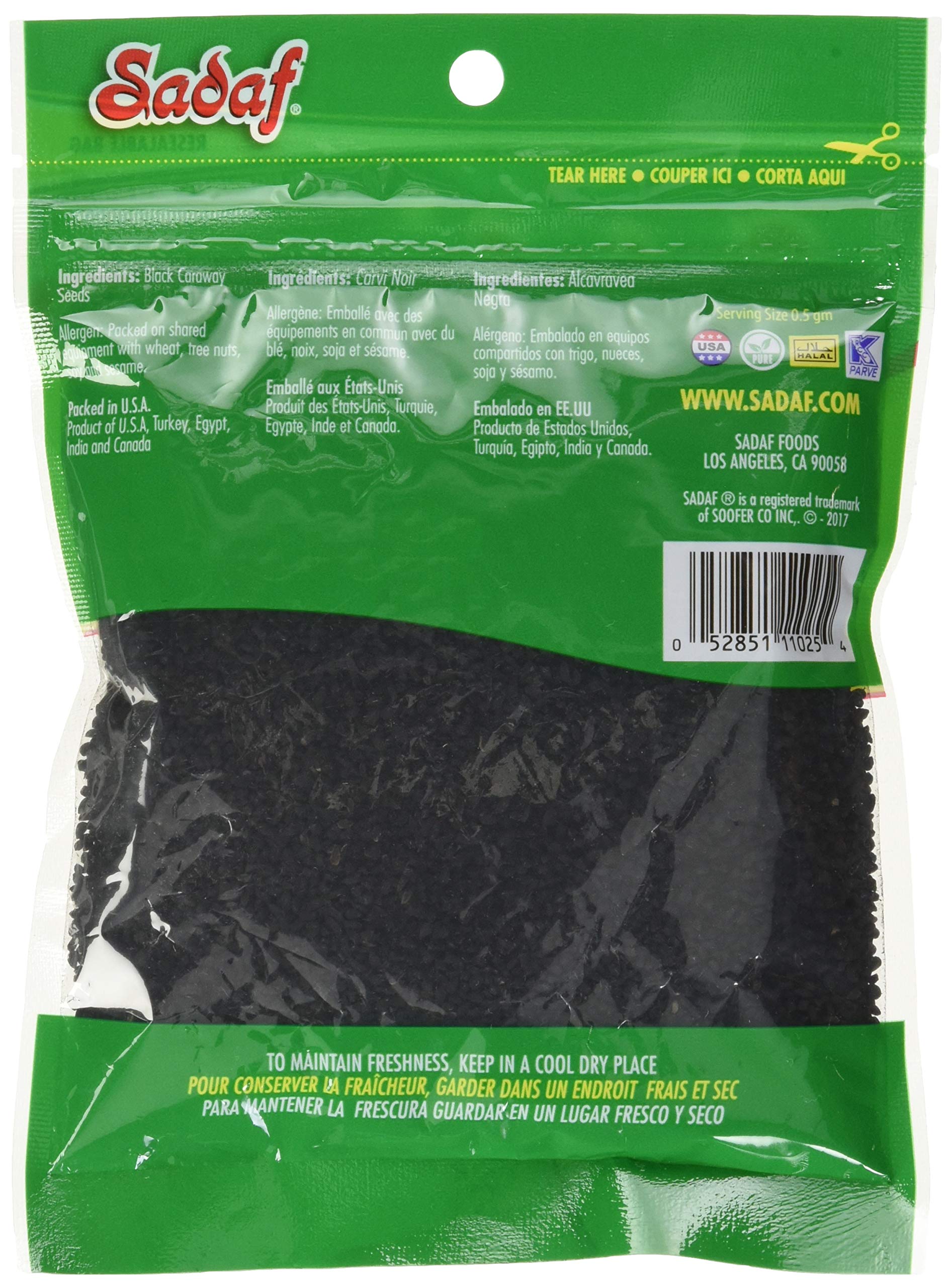 Sadaf Black Seeds - Nigella Black Caraway Seeds for Cooking & Food Seasoning - Kosher - 4 Oz Resealable Bag