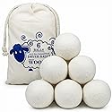 XL Wool Dryer Balls (6-Pack) - 100% Organic New Zealand Wool Laundry Balls for Dryer - Natural Fabric Softener & Reusable Anti Static Solution