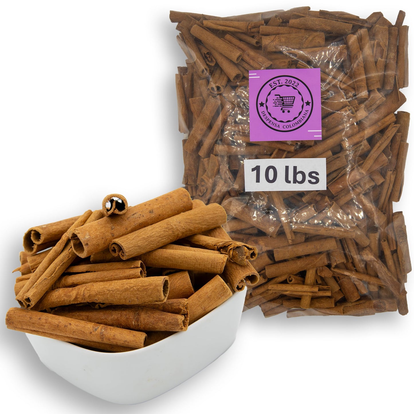 10 Lbs Cinnamon Sticks Bulk - 2.75” Bag of Canela en Rama by Despensa Colombiana - Decorative 10 lbs Canela Sticks for Cocktails, Baking and Flavoring