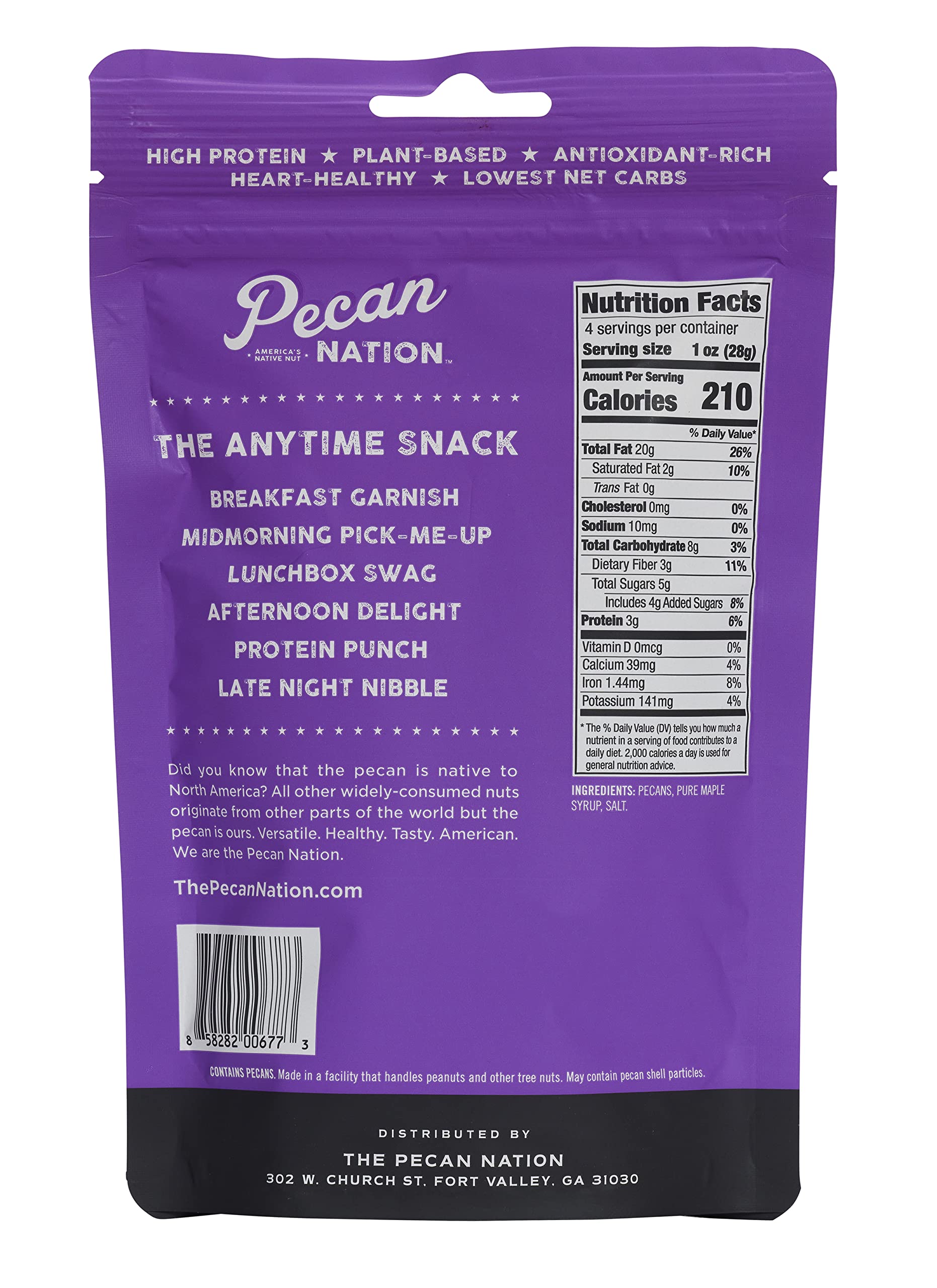 Pecan Nation Maple Flavored Roasted Sweet Pecan Pieces 4 oz., Natural, No preservatives, Antioxidant-Rich, Non-GMO, Healthy Nut Snack for Adults