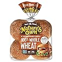 Nature's Own 100% Whole Wheat Hamburger Buns, Non-GMO Hamburger Buns, 28g Whole Grains per Bun, 8 Ct