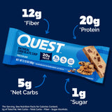 Quest Nutrition Oatmeal Chocolate Chip Protein Bars, 20g Protein, 1g Sugar, 5g Net Carb, Gluten Free, Keto Friendly, 4 Count