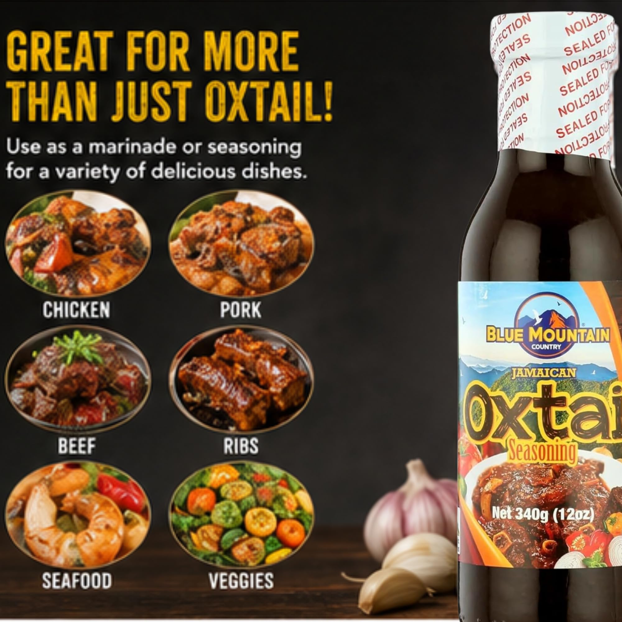 Blue Mountain Country Jamaican Oxtail Seasoning Marinade - 12 oz Bottle | Authentic Caribbean Flavor for Oxtail, Beef, Stews & More