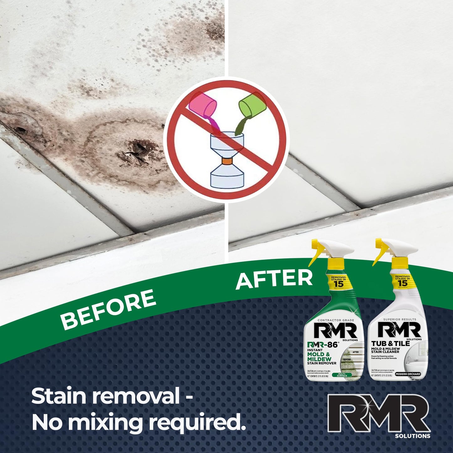 RMR Complete Mold & Mildew Stain Eraser System - No-Scrub Tub & Tile Cleaner + Instant Mold & Mildew Stain Remover Spray, Indoor/Outdoor Bathroom