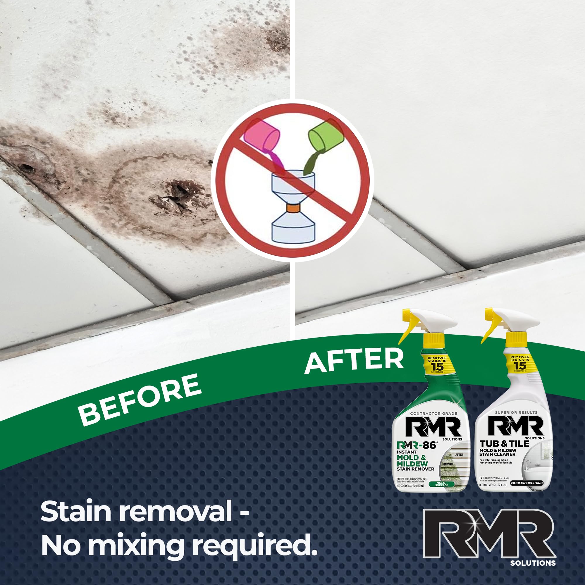 RMR Complete Mold & Mildew Stain Eraser System - No-Scrub Tub & Tile Cleaner + Instant Mold & Mildew Stain Remover Spray, Indoor/Outdoor Bathroom