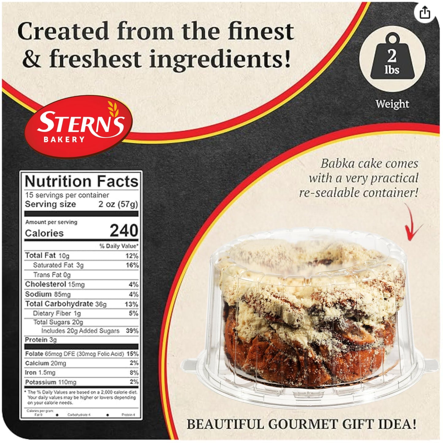 Stern’s Bakery Chocolate Babka Cake - Purim Gift, Mishloach Manot | Artisan Chocolate Breakfast Pastries | Kosher, Dairy-Free & Nut-Free