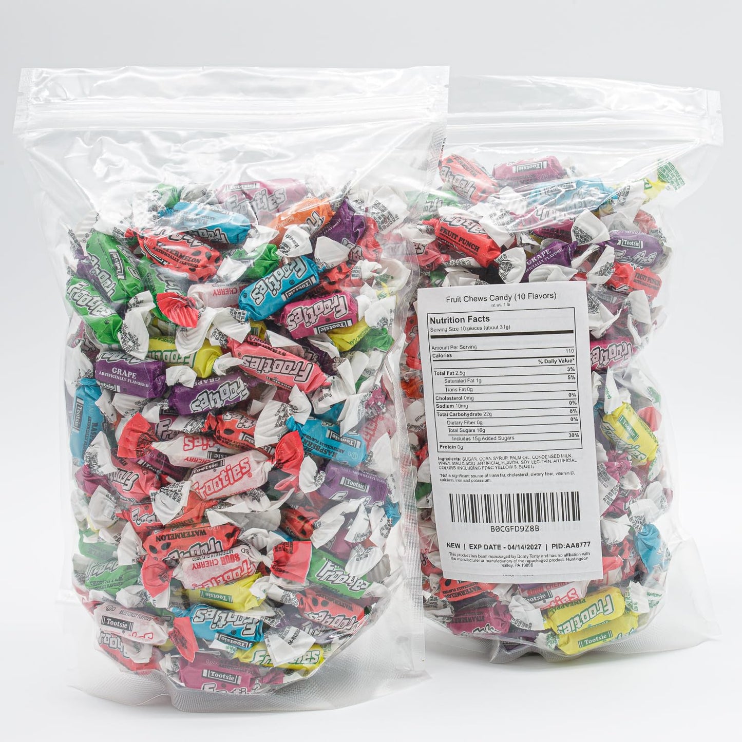 FROOTIES Taffy Candy (10 Flavors) - Bulk Bag, Individually Wrapped, Fruit Chews, Gluten and Peanut Free, 1 lb (145 Pieces)