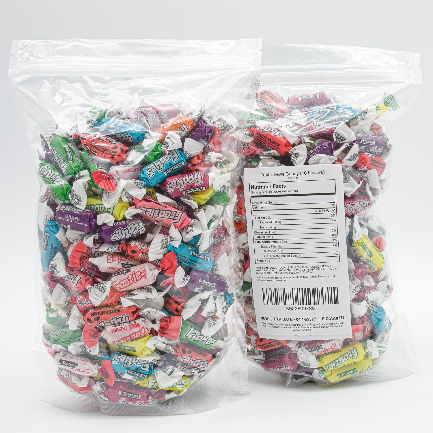 FROOTIES Taffy Candy (10 Flavors) - Bulk Bag, Individually Wrapped, Fruit Chews, Gluten and Peanut Free, 1 lb (145 Pieces)