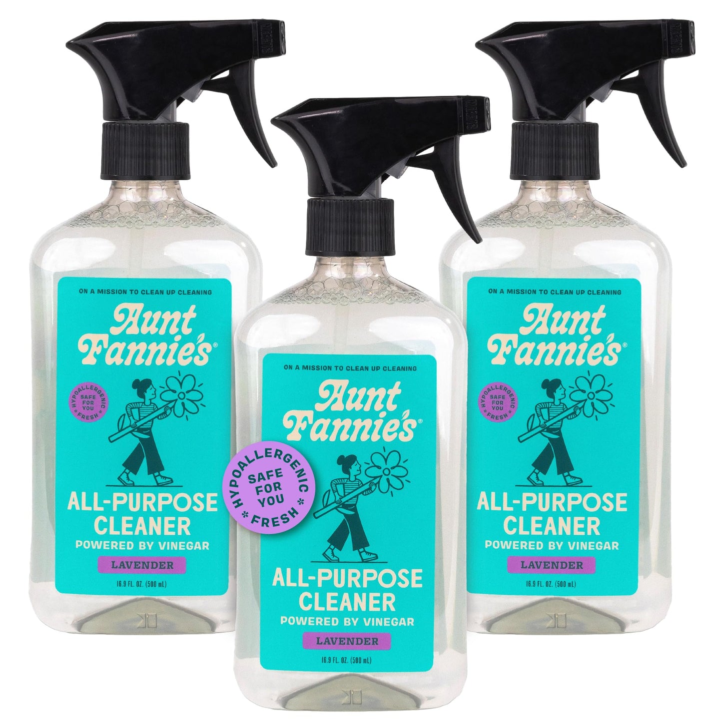 Aunt Fannie's All Purpose Household Cleaner, Multi-surface Spray, Powered by Vinegar for Kitchen, Bath, Windows and Countertops, Lavender Scent (Pack