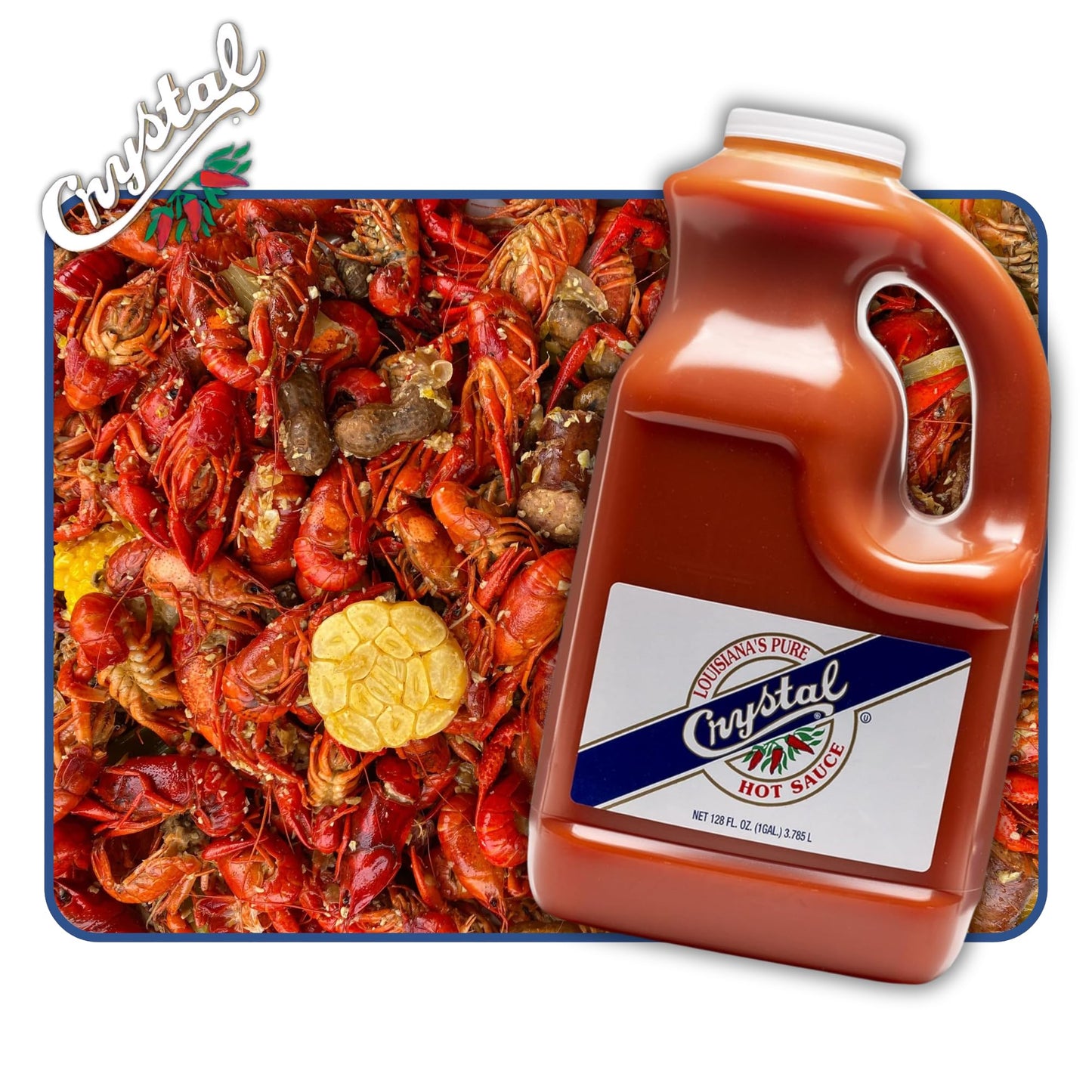 Crystal Louisiana's Pure Hot Sauce, Original, 1 Gallon Bottle (128 Fl Oz) Amazon Exclusive Recipe Card Included