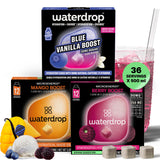 Waterdrop Microenergy Berry, Mango & Blue Vanilla Boost Mix - 36 Hydration Cubes with Natural Caffeine (90 mg/serving) - Sugar-Free, Vegan