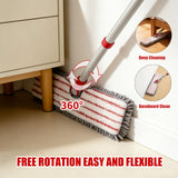 Microfiber Flat Mop 360° Rotating for Floor Cleaning, Wet Dry Dust Mop with 2 Washable Chenille Pads, Coated Iron Pole, Hardwood Floor Wall Baseboard