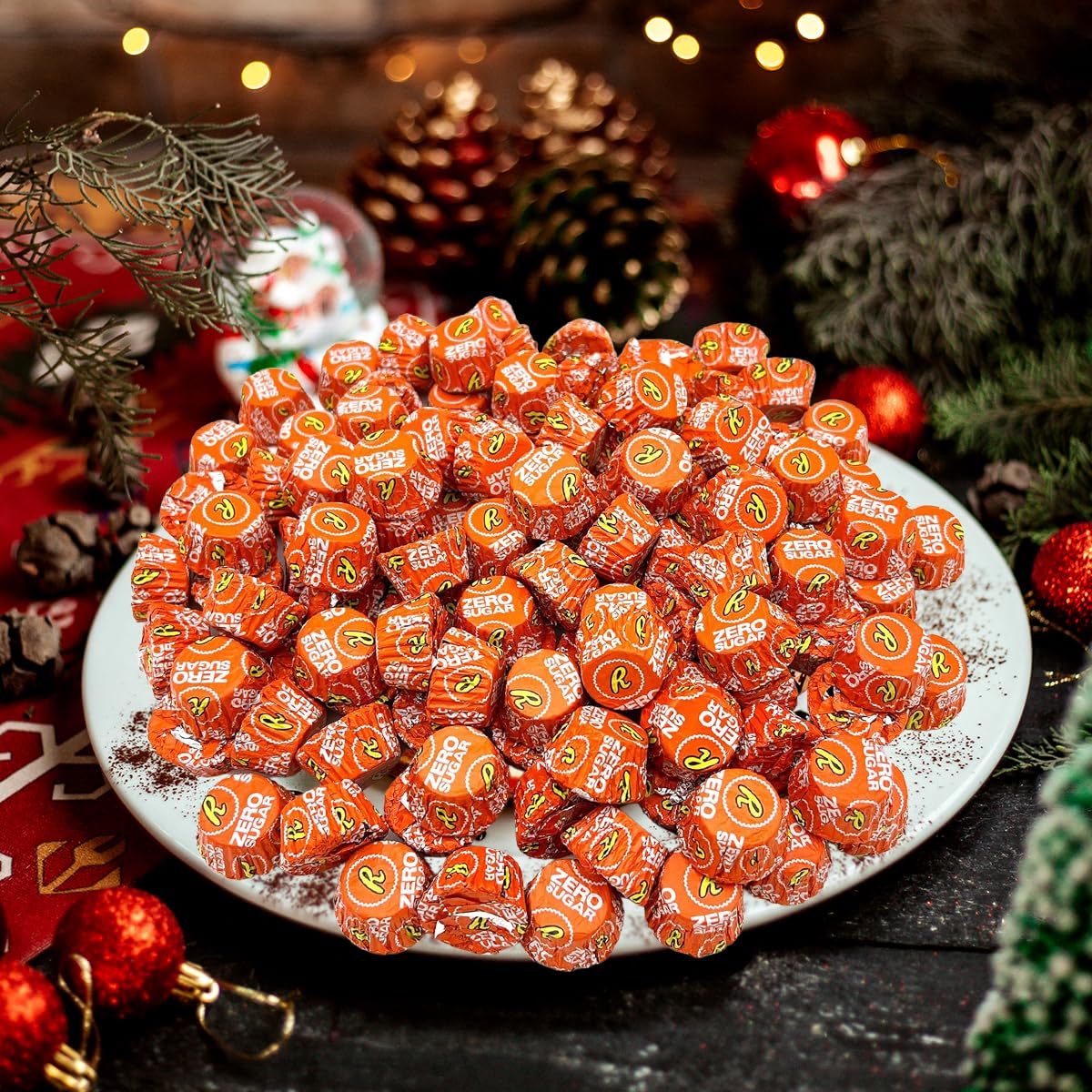 Zero Sugar Peanut Butter Cups - Miniatures Peanut Bite-Size Treat Candies Encased in a Crunchy Milk Rich Chocolate Shell for a Melt in Your Mouth