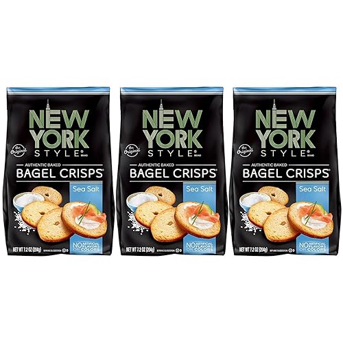 New York Style Bagel Crisps, Sea Salt, 7.2 Ounce (Pack of 3)