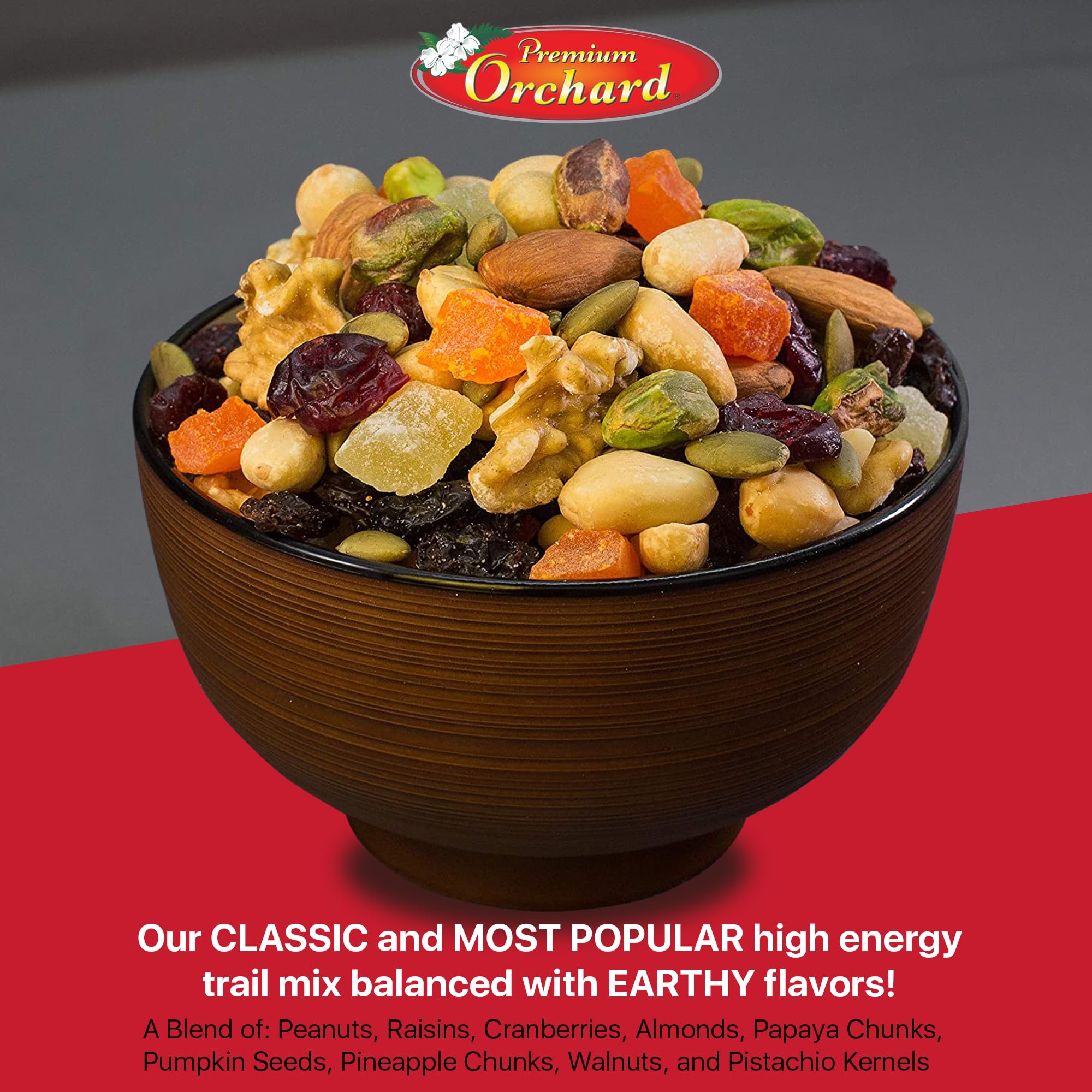 FRUIT NUT MIX TRAIL MIX by PREMIUM ORCHARD - Gourmet Trail Mix Bulk Blend of Mixed Nuts & Dried Fruit - Healthy Vegan Snacks, Snack Nut Mix, Plant