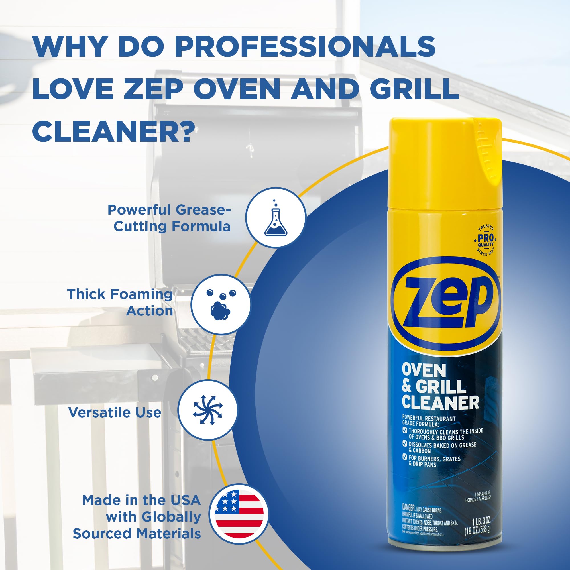 Zep Heavy-Duty Oven and Grill Cleaner 19 oz (1 Unit) and Foaming Wall Cleaner 18 oz (1 Unit) ECBD001 - Professional Grade Foaming Spray Cleaners